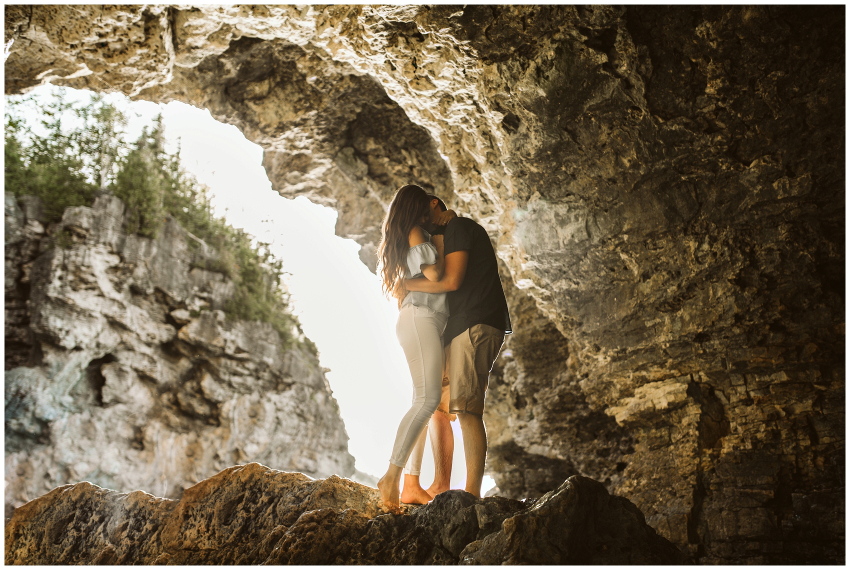 couple at the grotto in tobermory ontario 