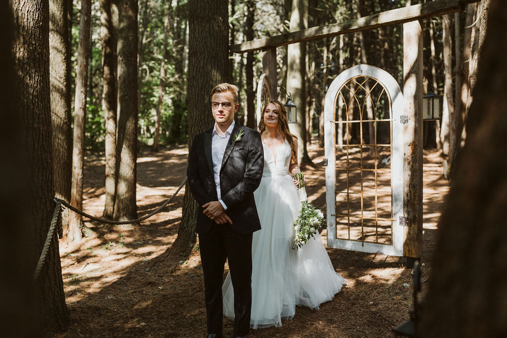 first look wedding at whispering springs wilderness retreat